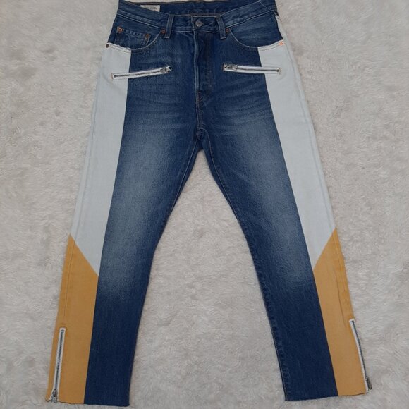 Levi's 501 Womens Jeans Premium Patchwork Zip Leg Button Fly Jeans W28L26 - Picture 3 of 14